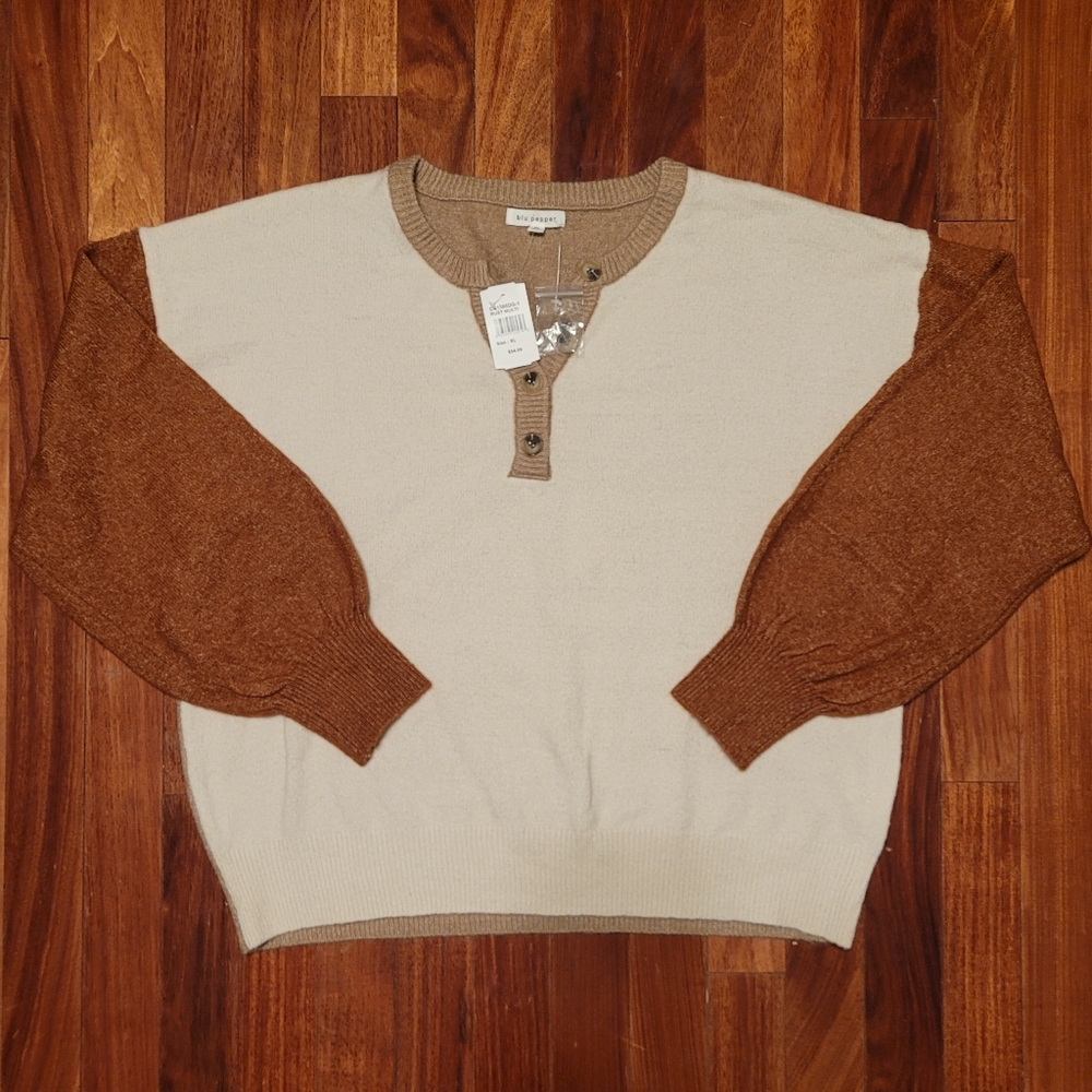 Blu Pepper NWT Rust Multi Color Sweater, Size XL